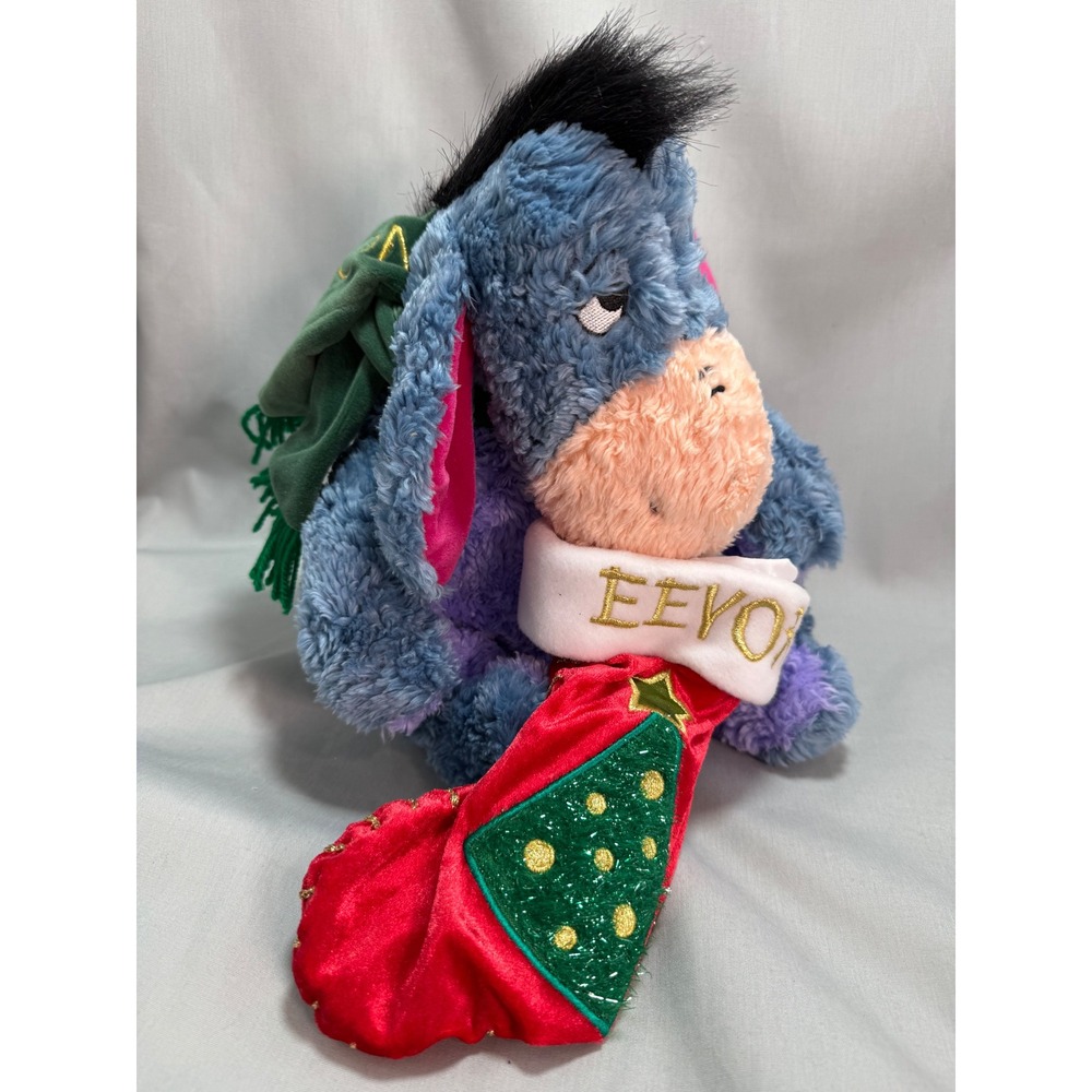 Disney Store Exclusive 2001 Eeyore Fuzzy Plush Christmas Stocking Holiday 13"
